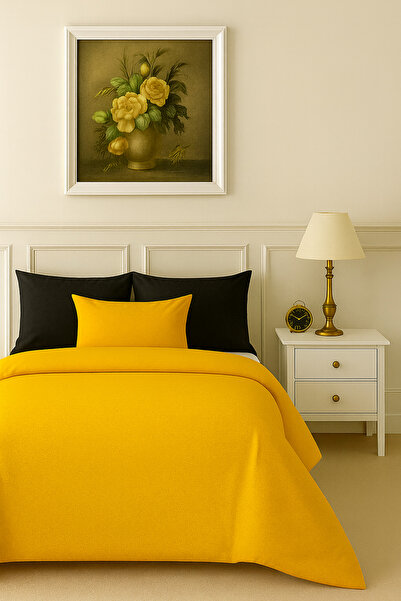 İQON Flat Sheet Duvet Cover Set Single Size Yellow-Syh
