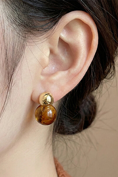 Happy Vibes Bohemian Round Amber Earrings for Women Gold Color