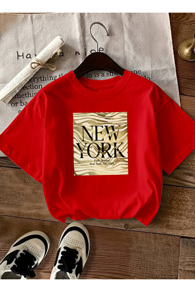 caddekombin Ženska zebra Sa deznom Njujork grafička Štampano crvena T-shirt