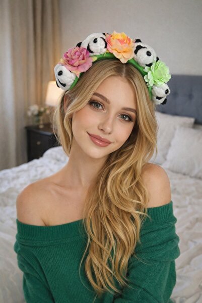 TAKIŞTIR Panda Ve Çiçek Figürlü Peluş Taç