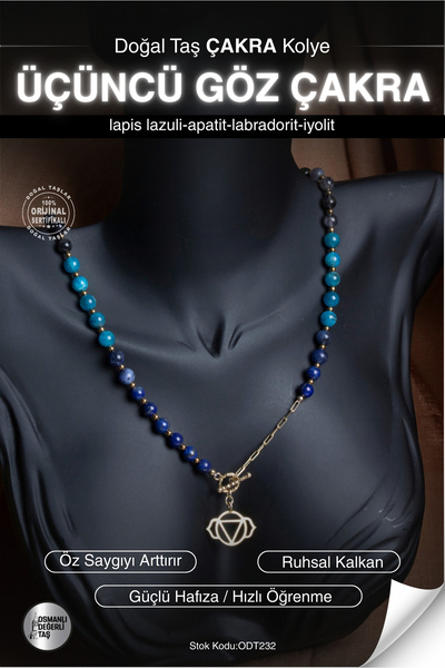 OSMANLI DEĞERLİ TAŞ Certified Lapis Lazuli-Apatite-Labradorite-Iolite Natural...