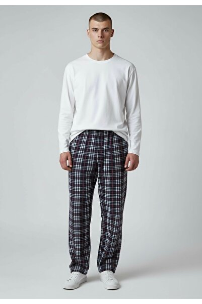 BİLGENS BUTİK Men's Plaid Pattern Winter Fleece Single Bottom