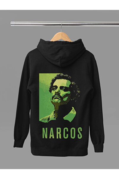 MAGORS سويت شيرت بقلنسوة من القطن مطبوع عليه بابلو إسكوبار بأكمام طويلة مبطن ...