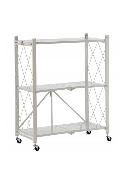 TodayShop Raft metalic pliabil cu roți - 3 rafturi 71x39x89cm - Organizare sp...