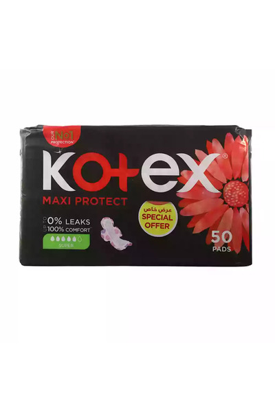 Kotex Maxi Protect Super Absorbent Sanitary Pads With Wings for 0 percent Lea...