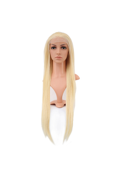 KÜÇÜK HAZİNE Gerçek Front Lace Düz Platin Tül Peruk - 80-85cm
