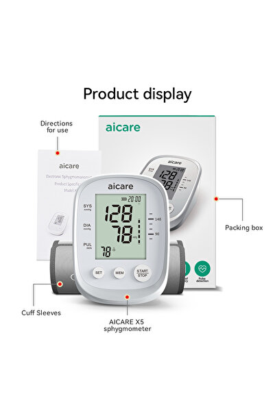 choice2 جهاز قياس ضغط الدم X5-1 AICARE، مقياس ضغط الدم الأوتوماتيكي للذراع ال...