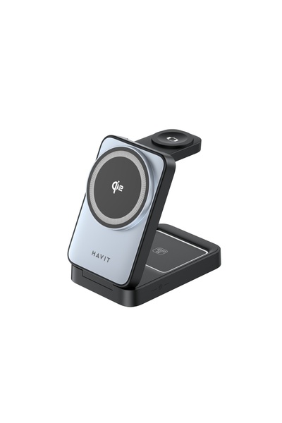 Havit Stație de încărcare wireless W3103 3 în 1, 15 W, Negru - Gri, 96 x 65 x...