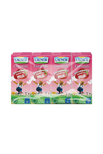 Lacnor Essential Strawberry Flavored Milk Rich In Vitamin and Calcium- 180ml