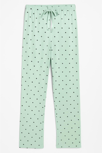 Enisa 100% Cotton Pajama Pants – Mint Green with Hearts