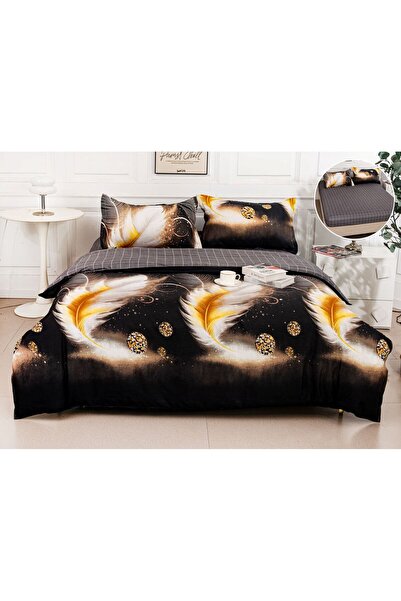 Casa de Vis Double Bedding Set, Satin Cotton, 180 x 200 cm, 4 Pieces, Multico...