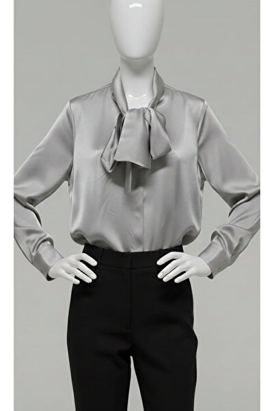Pure Silk Atelier %100 Saf İpek Bağlama Yakalı Fularlı Gömlek - Lüks Premium ...