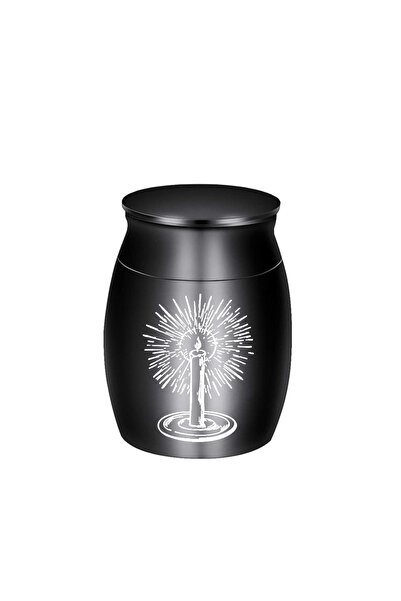 Choice4 Black Small Urns for Human Ashes Carving Candles Pattern Mini Urn for...