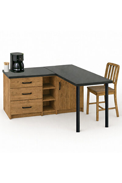 Tdesigno Nara L Mutfak Adası - 3 Çekmeceli 1 Kapaklı - Çok Amaçlı Dolap - Alt...