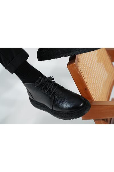 TETRİ Larissa Model Hakiki Deri El Yapımı Siyah Deri Bot