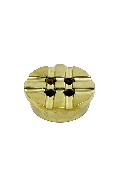 Bıyıklı Tobacco Scrumieră vintage din alamă masivă cu capac - Accesoriu retro...