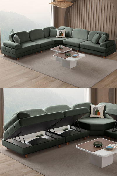 Eymense Aries Modüler Köşe Koltuk Takımı L Yeşil