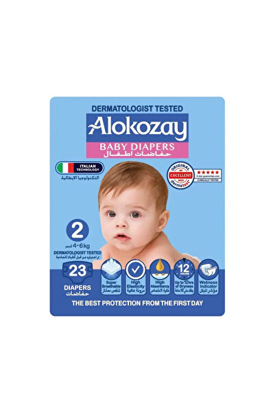 Alokozay Baby Diapers for Size 2, 4-6 Kg, Pack of 23 Pcs