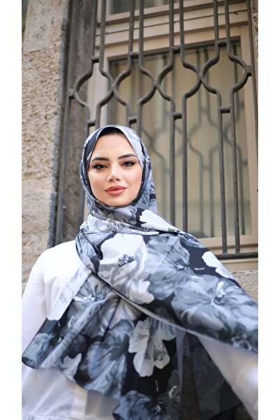 efdal şal eşarp Σάλι κρεπ με μοτίβο λουλουδιών