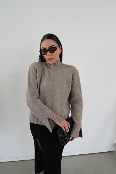 Özge Özgenç سترة نصف ياقة صياد السمك شق