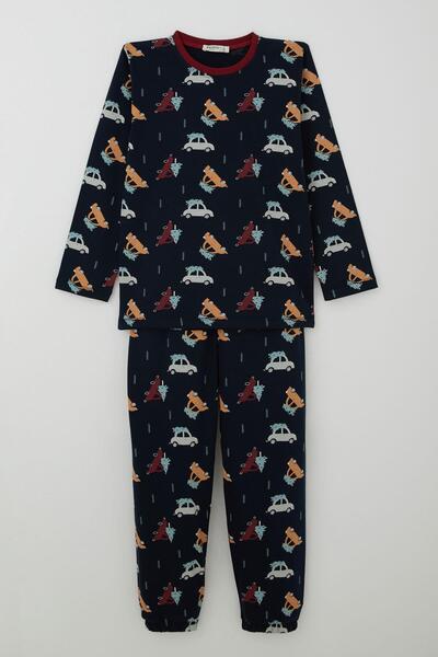 Breeze Boy's Pajama Set, Christmas Themed, Pine Tree and Car Pattern, Ages 4-...