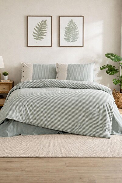 Özdilek Natural Line Duvet Cover Set Double - Green