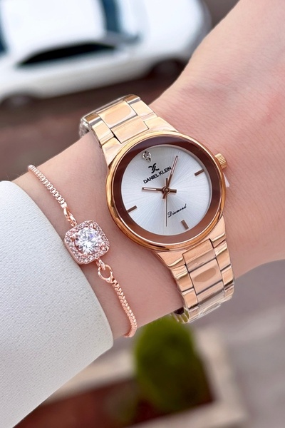 Daniel Klein Rose Renk Ayarlanabilir Kordonlu 30 mm Kadın Kol Saati ve Bileklik