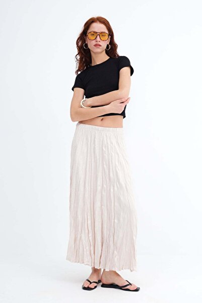 Addax Wrinkled Look Long Skirt E16125-B5