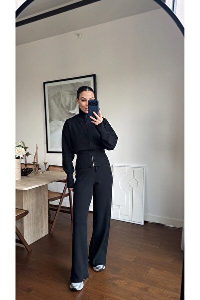 Bak'ap Premium Trend Knitwear Zippered Cardigan-Pants 2-Piece Set