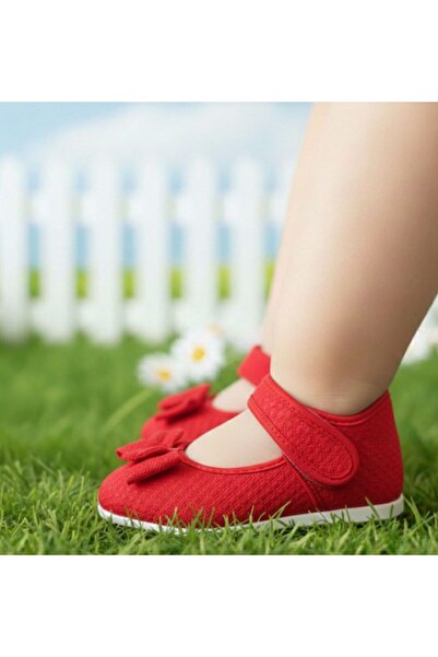 KANTEX Balerini pentru fete cu detaliu fundita cu velcro, talpa usoara anti-a...