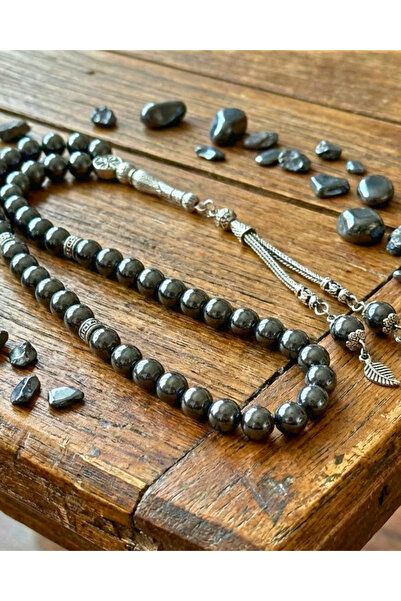 SUFİ TESBİH VE ESANS سبحة من حجر الهيماتيت الطبيعي |   لون رمادي معدني | |   ...