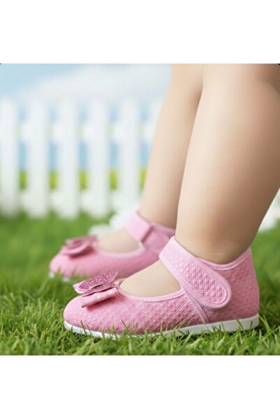 KANTEX Kız çocuk babet cırtcırtlı fiyonk detaylı kaydrımaz hafif taban anaoku...