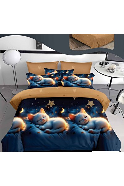 Casa de Vis Double bed linen set, satin cotton, 180x200 cm, 6 pieces, with el...