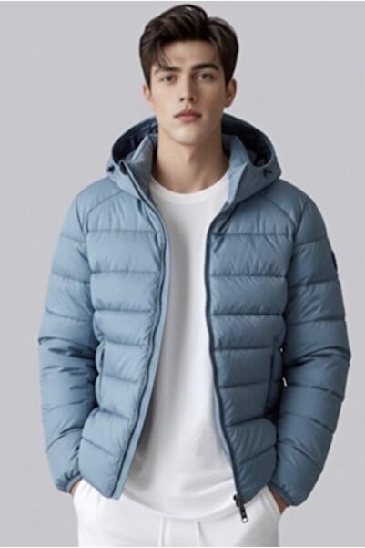 OEM Winter Jacket with Detachable Hood, Light Blue, Size M