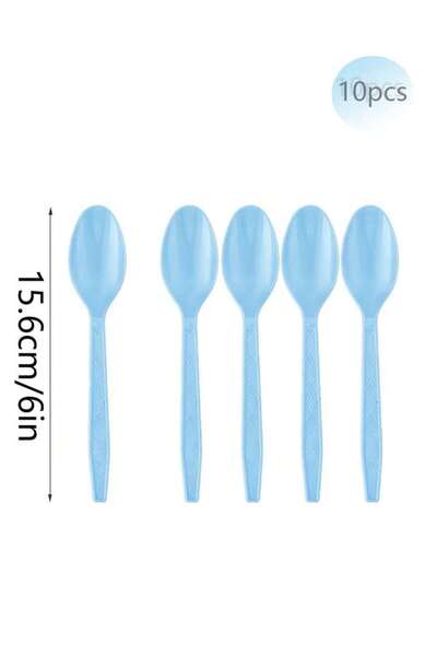 Choice ١٠ ملاعق ورقية للاستخدام مرة واحدة، بتصميم أزرق فاتح سادة، زينة لحفلات...