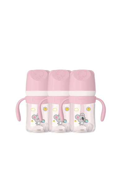 Aiwibi baby feeding bottle 240ml Pink-pacl of 3