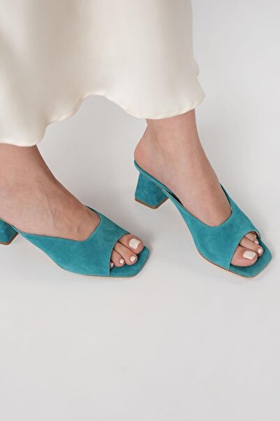 Nobrand %100 Hakiki Deri Ada Kadın Topuklu Terlik