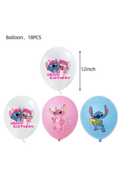 Choice ١٨ بالونًا لتزيين حفلات أعياد الميلاد بتصميم ليلو وستيتش، باللون الورد...