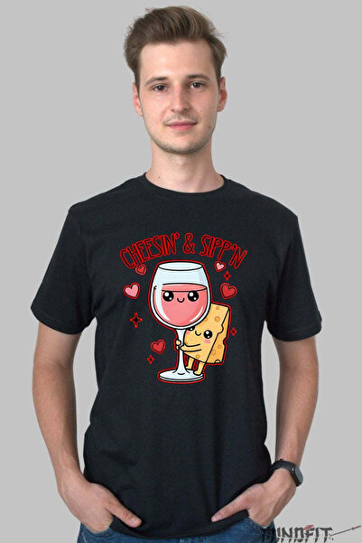 GILDAN Tricou Valentine S Day Cuplu Cheddar Si Rose Dragoste La Pahar Barbat