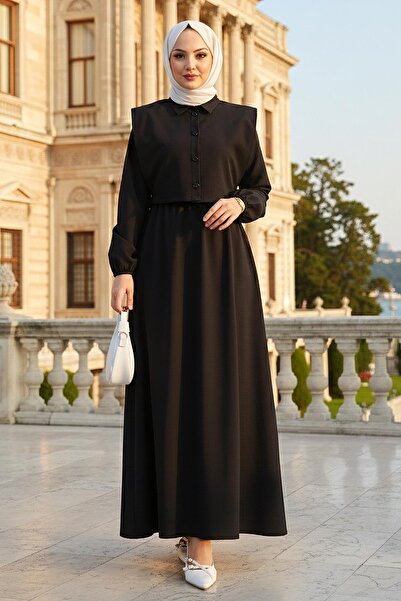 hafsamina Bolero Elastic Waist Hijab Dress Black Hm262756