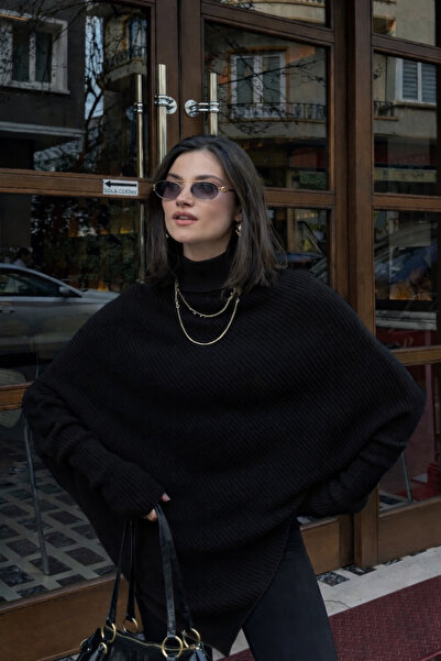 DOQU MILANO KADIN ASİMETRİK KESİM BOĞAZLI TRİKO KAZAK