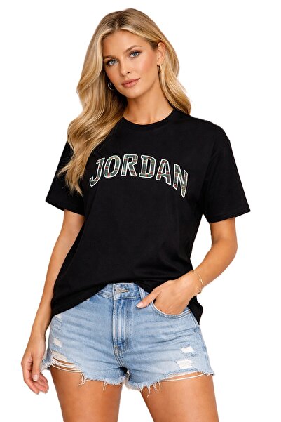 Nike Jordan Women's Graphic T-Shirt Jordan Embroidered Logo Women's T-Shirt B...
