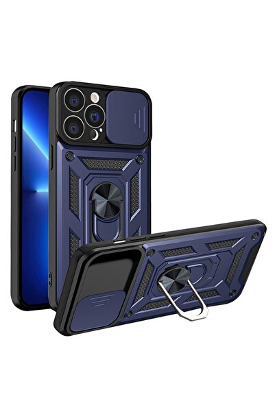 Techsuit Carcasă pentru iPhone 13 Pro, CamShield, albastră, set de autocolante