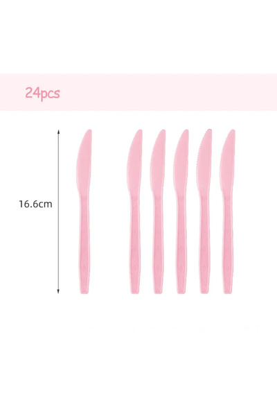 Choice طقم أدوات مائدة وردي متعدد القطع مكون من 24 قطعة، يتضمن صينية ورقية وم...