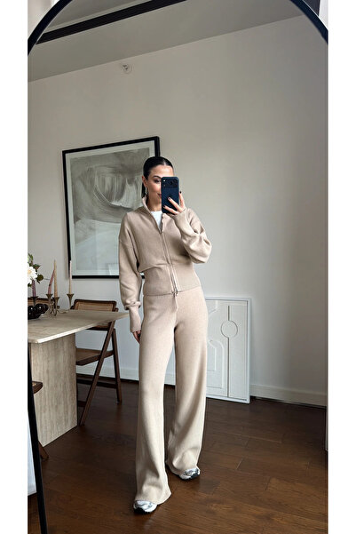 Bak'ap Premium Trend Knitwear Zippered Cardigan-Pants 2-Piece Set