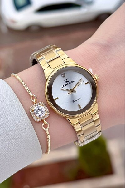 Daniel Klein Gold Renk Ayarlanabilir Kordonlu 30 mm Kadın Kol Saati ve Bileklik