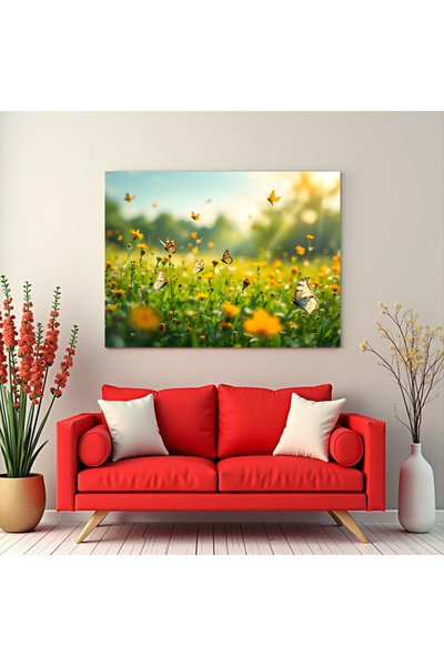 Printees Tablou - Fluturi peste poiană - Canvas pe șasiu