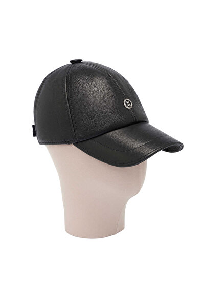 Tergan Siyah Hakiki Deri Erkek Şapka - S1SPK0330004-Q4O