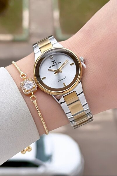 Daniel Klein Gold silver color 30mm women wristwatch with gift box and bracel...