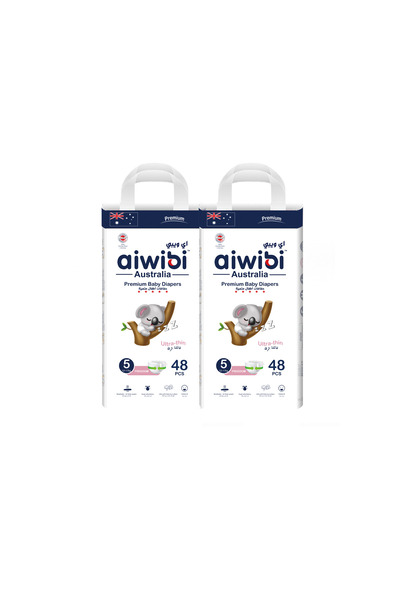 Aiwibi حفاضات أطفال فائقة الرقة وعالية الجودة، مقاس 5-96 قطعة - عبوة من قطعتين